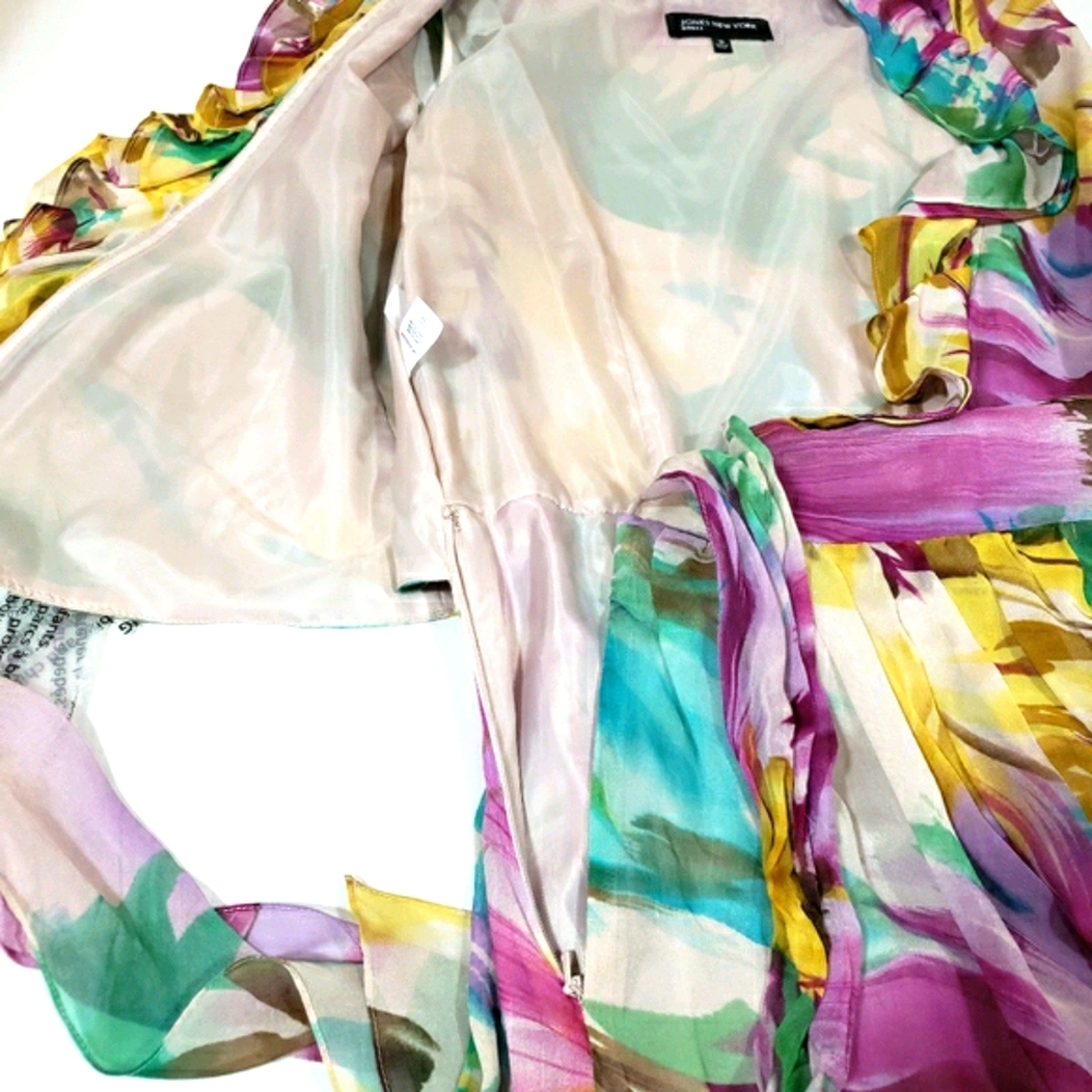 Jones New York Dress floral, 100% Silk - Picture 10 of 16